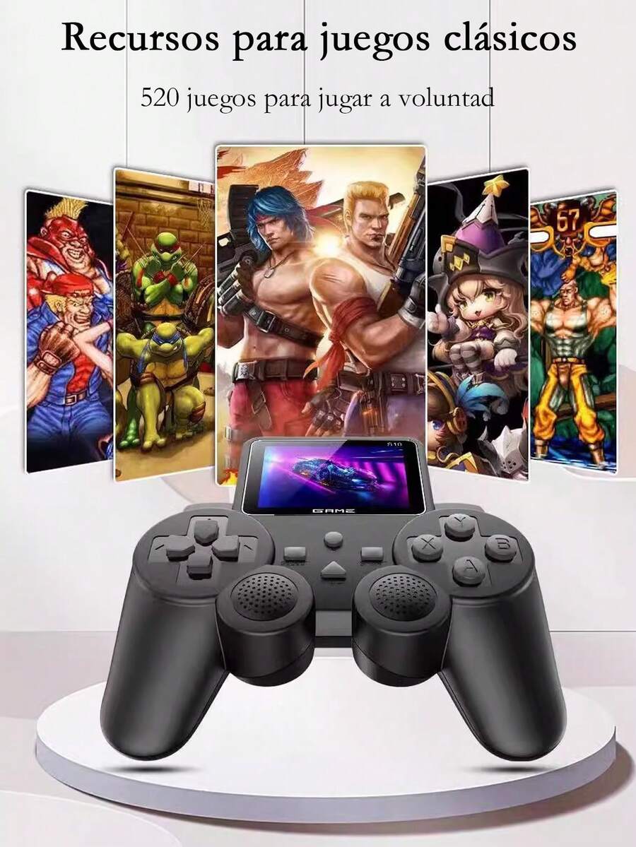 Consola de juegos portátil, mini arcade retro y nostálgico con 520 juegos integrados, juegos de batalla para dos personas - Gris - Ver 1