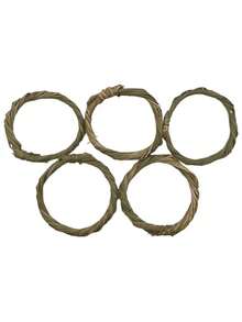 5pcs Natural Handmade Woven Grass Rings For Small Pets Like Rabbits, Hamsters, Etc. To Chew And Distract, Suitable For All Seasons - Multicolor - View 2
