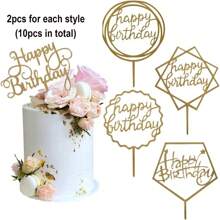 10pcs Large Size Birthday Cake Topper, Acrylic Cake Decoration Supply, Dessert Table Decoration, Baking Decoration, Party Decoration, Gold Color Cake Decorating Cake Topper Cake Decorations Cake Decor Cake Decorating Tools Back To School - Gold - View 11