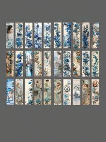 一盒30入浪漫花園風格花卉復古紙質書籤，可書寫，書本分隔及裝飾，共6款風格 - 彩色 - 查看 16