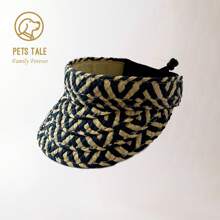 Pets Tale Summer Dog Straw Visor - Breathable And Comfortable Sun Hat With Adjustable Strap - Blue - View 3