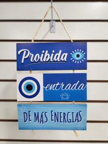 Placa com corda 3 Peças Proibida Entrada de Más Energias - Multicolorido - Visão 1