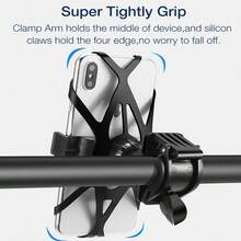 1pc Motorcycle/Bicycle Silicone Strap Phone Holder - Black - View 4