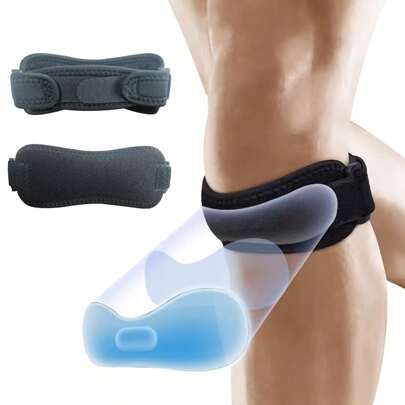 2 piezas Correa de soporte para tendón de rodilla - Máximo confort y durabilidad - Ideal para senderismo, fútbol, baloncesto, correr, tenis y talla grande - Mejora el rendimiento con tendinitis rotuliana, accesorios de gimnasio para soporte de rodilla