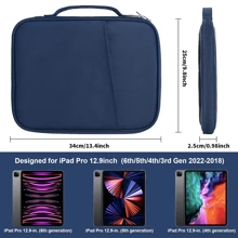 Étui de protection pour tablette / étui de transport pour iPad, Kindle, compatible avec Samsung Galaxy et tablettes Android, étanche avec poignée et poche avant (bleu)