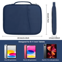 Étui de protection pour tablette / étui de transport pour iPad, Kindle, compatible avec Samsung Galaxy et tablettes Android, étanche avec poignée et poche avant (bleu)