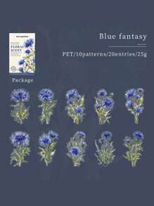 20入組水彩植物PET貼紙-盛開的花朵，復古花卉剪貼簿材料，適用於裝飾筆記本、相框、手機殼、水瓶、剪刀和雜誌夾 - 彩色 - 查看 10