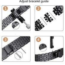 1入不鏽鋼手錶表帶，適用於三星 Galaxy Watch 3/4/5 45mm、Gear S3 46mm/42mm、Active2 40/44mm，並可調節 Amazift BIP 2 GTR 20mm 和 22mm - 銀間金 - 查看 6