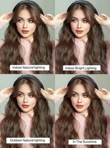 22 Inch Long Curly Wig, Detachable Headband, Brown Synthetic Fiber Wig, Natural Straight Hair, Half Wig - Light Brown - View 8