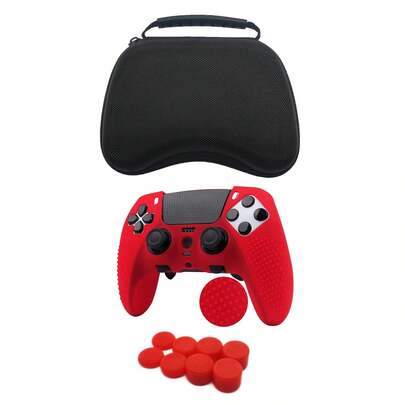 1 set: Silikonskydd till PlayStation 5 Elite-kontroll + förvaringsväska till kontroll + 8 joystickskydd, halkfria, fallsäkra, dammfria, repfria, förbättrad spelupplevelse