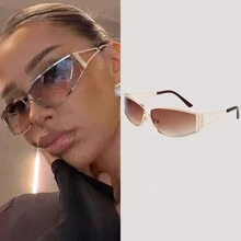New Fashion Y2K Hollow Fashion Glasses For Women Retro Personalized Glasses Elegant Beach Accessories For Women Glasses Shades For Summer Beach Vacation,Outdoor,Travel Preppy Style For Back To School
