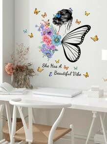 1 Bộ nhãn dán tường trang trí phòng theo chủ đề bướm đẹp - Nhiều màu - Xem 13