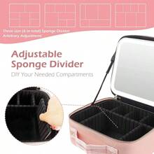 Bolsa de maquillaje con espejo LED y organizador de cosméticos, estilo Ins, portátil y de viaje, con luz LED ajustable, gran capacidad y desmontable, espejo LED recargable con tres modos y diseño de alta gama - Negro - Ver 6