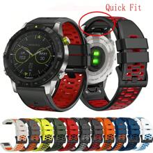 Quick Release 22mm 26mm柔軟矽膠錶帶，適用於Garmin Fenix 7 7X Pro 5 5X Plus 6X 6 Epix Gen 2 R Approach S70 S60 S62 For Garmin Forerunner 935 945 955 965 Enduro MK1 MK2i Instinct 2X Tactix 7 Pro Sport智能手錶，舒適耐用的錶帶，透氣防汗黑扣，絕佳的送禮選擇 - 彩色 - 查看 7