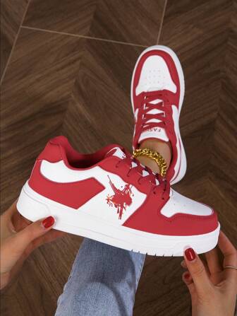 Women's Casual Canvas Sneakers, Versatile & Comfortable Thick-Sole Fashion Colorblock Lace-Up Round Toe Sportswear