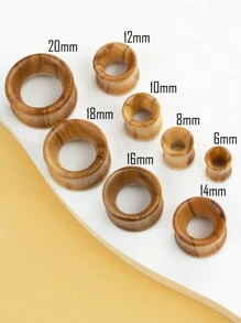 1 Coppia Di Tappi Per Le Orecchie Piatte Cavi E Solidi Con Testura In Legno Di Olivo In Stile Hippie Punk Boho Retrò Alla Moda Orecchini A Scorrimento Adatti Per Feste Quotidiane, Gioielli Unisex Per Piercing