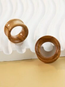 1 Coppia Di Tappi Per Le Orecchie Piatte Cavi E Solidi Con Testura In Legno Di Olivo In Stile Hippie Punk Boho Retrò Alla Moda Orecchini A Scorrimento Adatti Per Feste Quotidiane, Gioielli Unisex Per Piercing