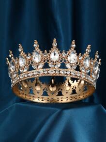 Vintage Tiaras And Crowns Women Diadem Pageant Hair Ornament Colorful Round Decor Royal - Multicolor - View 13