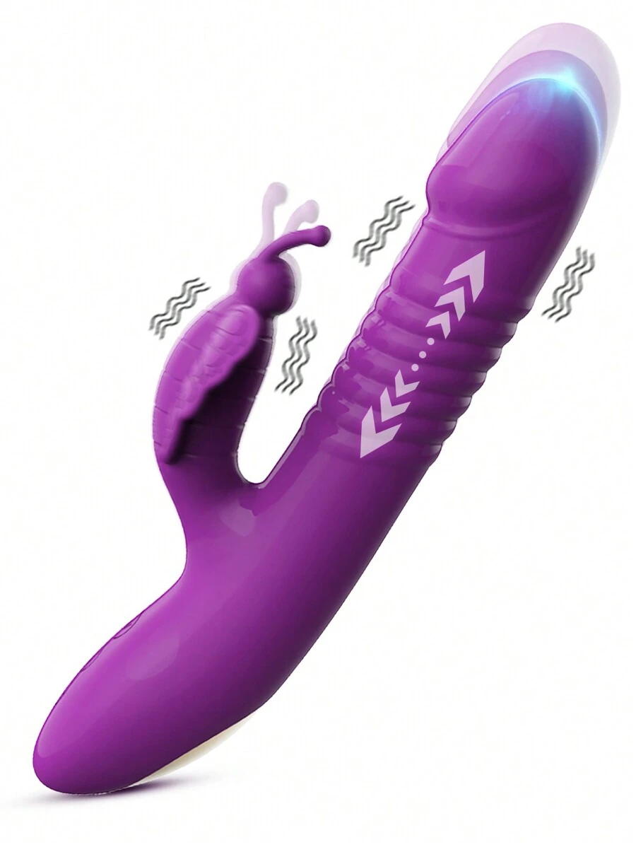 Vibrador con diseño de mariposa, estimulador clitórico con función de embestida. Producto sexual para estimulación clitórica. Masajeador telescópico para masaje vaginal. Vibrador sexy para el punto G femenino, con 10 modos de vibración. Producto sexual para orgasmos.
