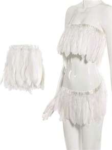 2 Meters Per Pack 15-20cm-6-8inch Goose Feathers For Sewing In Dress Trim Fringes Clothes NeedleworkDIY Headpiece Decor Wedding Supplies Handicraft Accessories - Multicolor - View 4