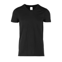 PLAYERA CUELLO V MANGA CORTA BÁSICA PARA HOMBRE 100% ALGODÓN - Negro - Ver 2