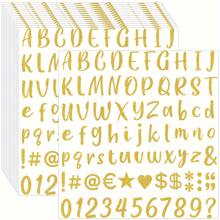15sheets Glitter Letter Stickers, Glitter Cursive Number Alphabet Stickers Self-Adhesive DIY Number Labels Greeting Card Glitter Stickers For Decoration, Scrapbook, Mailbox, Kitchen, Graduation Cap, Logo, Home, Business, Crafts(Golden) ﻿ - Gold - View 14