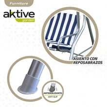 Balancín 3 plazas azul a rayas blancas Aktive 180X107X160CM - Balancines - Muebles Para El Aire Libre - Color Baby - Ref. 61112 - Multicolor - Ver 4