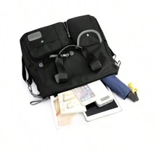 Bolsa bandolera  nylon diseño lisa de nailon negra bolso De Hombro Para Mujer, Bolsos De Nailon, Bolso Cruzado Impermeable, Bolso De Mano Multifuncional De Gran Capacidad - Negro - Ver 6