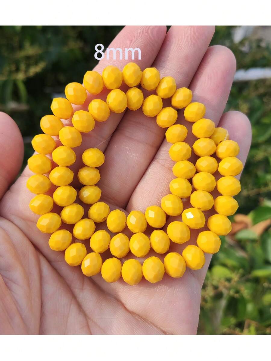 1串陶瓷黄色玻璃珠，尺寸可选：3毫米/4毫米/6毫米/8毫米/10毫米/12毫米，适合制作耳环/手链/脚链/项链，也可用于圣诞树/节日/婚礼/窗户装饰。