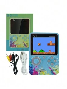 Consola De Juegos De Video Retro,Consola retro portatil G5 ,con Incorporada En 500 Juegos, con pantalla de 3.5",,conecta a un tv con cable rca incluido ,bateria recargable y cable de carga,regalos favoritos de los niños - Azul - Ver 4