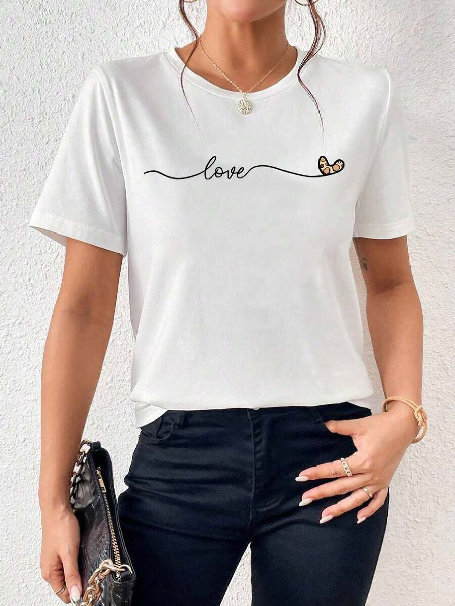 Playera Tipo Polo Mujer Manga Corta Moda Casual Camisa Estampado De Amor - Blanco - Ver 1