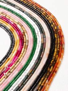 4*13mm / 13-15 piezas Cuentas sueltas cilíndricas largas de piedra natural redonda - Para hacer joyas DIY pulseras, collares y accesorios de pendientes - Idea de regalo bohemio chic inolvidable - Cuentas de tubo de 4x13mm - Ver 5