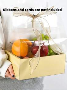 1pc/ 2in1 Clear Flower Cake DIY Gift Box For Fruit Rose Carnation Flower Box Valentine's Day Flower Cake Gift Box - Pink - View 16