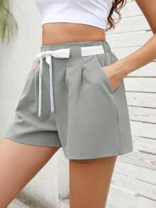 Women's Casual High Waist Wide Leg Shorts Loose Smocked Elastic Waist A Line Pant With Belt