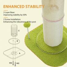 PAWZ Road Poteau à gratter pour fleurs d'intérieur, diamètre 13cm, poteau à gratter avec barre à Double base H 60cm