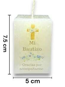 Baptism Remembrance Candle In Rectangular Shape - Blue - View 4