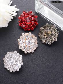 3pcs/Set Double-Layered Rhinestone Flower Shaped Metal Buttons, DIY Clothing & Accessories Decorative Sewing Buttons For Cardigan, Coat, Jacket, Suit, Hat, Gift Box, Bouquets - White - View 13
