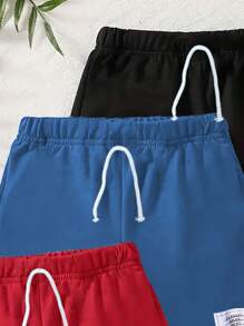 3入組男童夏季休閒純色短褲套裝