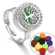 Cincin Diffuser Aromaterapi Stainless Steel 12mm, Cincin Terbuka Diffuser Aroma Kristal Zirkonia, Cincin Liontin Diffuser Minyak Esensial Wangi, Untuk Wanita & Anak Perempuan - Perak - View 8