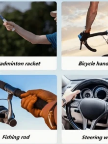 6 Chiếc Vợt Cầu Lông Cầm Chống Trơn Trượt Thấm Hút Cho Cảm Giác Thoải Mái & Độ Bền, Cũng Thích Hợp Cho Cần Câu Tay Cầm Bọc - màu đen - Xem 3