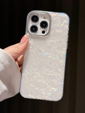 1入相機裝飾電鍍按鈕外殼紋理手機殼，適用於蘋果iPhone