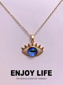 สร้อยคอตาปีศาจใหม่ปี 2024 จี้โซ่ไหปลาร้าไม่ซีดจางสำหรับผู้หญิงทำจากเหล็กไทเทเนียมเคลือบทอง 18K ประดับด้วยเพชรหลากสีและเซอร์โคเนียเหมาะสำหรับแฟชั่นฮิปฮอปที่หรูหราและลึกลับ - ดวงตาปีศาจสีเงินสีทอง - ดู 17
