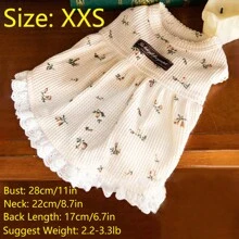 1入組花卉圖案褶邊寵物連衣裙 - 杏色 - 查看 16