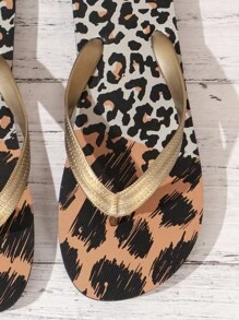 Women's Tropical Print Fashionable Casual Lightweight Comfortable Open-Toe Flip-Flop Sandals For Beach Vacation, Spring/Summer