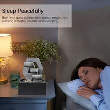 LIVINGANDHOME Living And Home  Cascade Tabletop Fountain Water ※Feature※ With LED Light - Grey - View 11