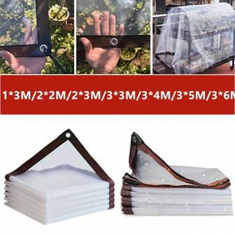 Multi Size Transparent Outdoor Tarpaulin PE Rainproof Garden Plant Cover Pergola Canopy Window Balcony Garden Windproof AwningTarpaulin