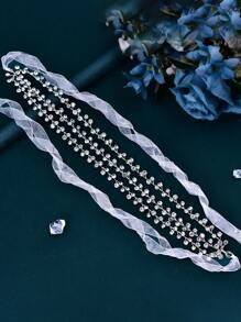 1 件闪亮水晶新娘头带，迷人婚礼发饰，女士时尚魅力头饰，适合派对、联欢会、庆典和节日 - 銀色 - 查看 3