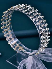 1 件闪亮水晶新娘头带，迷人婚礼发饰，女士时尚魅力头饰，适合派对、联欢会、庆典和节日 - 銀色 - 查看 4