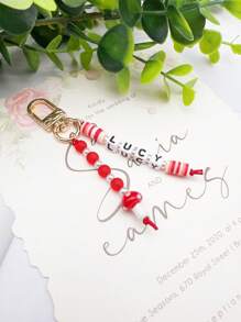 Custom Cute Acrylic Letter & Soft Pottery Beads Mushroom Shaped Keychain With Custom Name, Ideal For Personalized Gifts, Bag Charms Fashion, Colorful, Cute, Adorable, Contracted, Kawaii, Y2K, Stylish, Cuties Custom, Personalized, Unique, Customized Ideal Gifts For Him Her, Boyfriend, Girlfriend, Family, Friends, Pets, Grandparents, Children For Christmas, For Winter, For Fall/Autumn, For Holiday Finds Personalized/Customized Keychain, Christmas Accessories