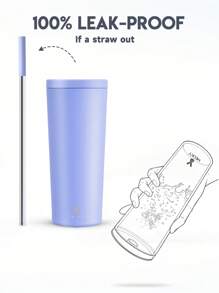 24oz Insulated Tumbler With Lid & Straw, Stainless Steel Vacuum Insulated Water Bottle, Keeps Hot/Cold For 24 Hours, 100% Leak Proof, Fits Car Cup Holder - Purple - View 4